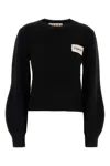 Marni Womens 00n99 Branded-patch Knitted Cashmere Jumper In Black