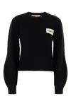 Marni Womens 00n99 Branded-patch Knitted Cashmere Jumper In Black