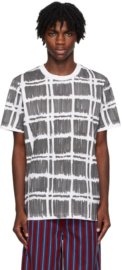 Marni Checked-print Cotton T-shirt In Black