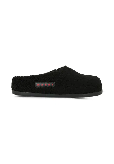 Marni Black Clogs For Kids With Logo