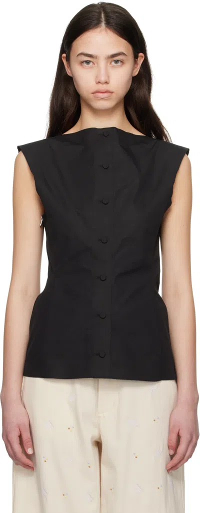 Marni Black Compact Cotton Poplin Top