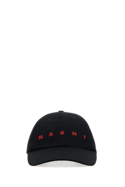Marni Curved Peak Casual Hat In Black
