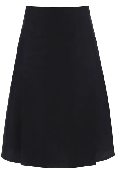 Marni Black Cotton Flared Midi Skirt For Women