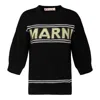Marni Logo Intarsia Knitted Crewneck Jumper In Black