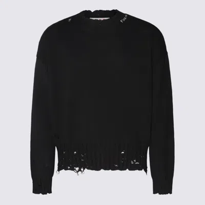 Marni Relaxed-fit Distressed Black Cotton Sweater