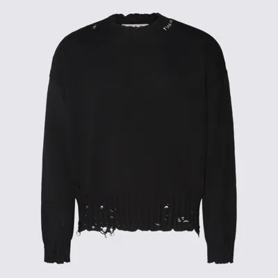 Marni Relaxed-fit Distressed Black Cotton Sweater