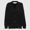 Marni Blue Silk And Wool Blend Cardigan With Contrasting Back Panel In Black