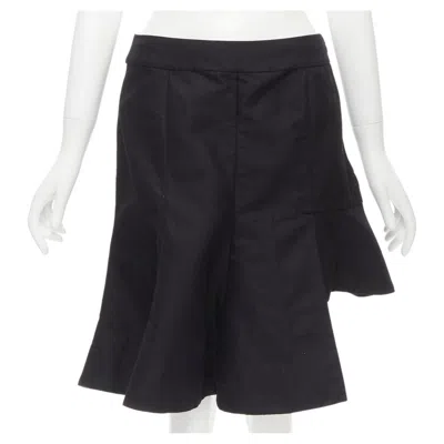 Pre-owned Marni Black Cotton Linen Asymmetric Step Hem Pleated Flared Skirt It42 S
