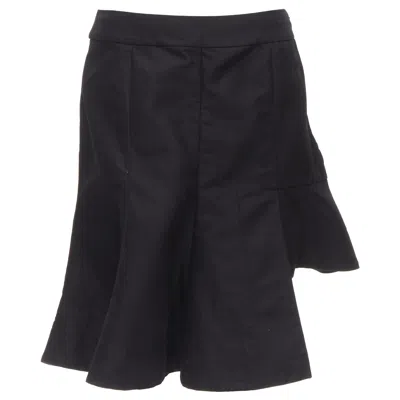 Pre-owned Marni Black Cotton Linen Asymmetric Step Hem Pleated Flared Skirt It42 S
