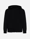 Marni Drawstring Distressed Knitted Hoodie