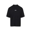 Marni Contemporary Black Cotton T-shirt With High Neckline In Multi