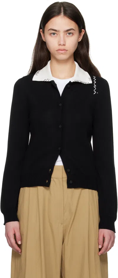 Marni Black Cotton '' Mending Cardigan