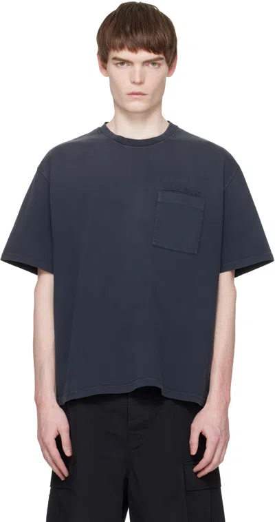 Marni Logo Pocket Crew Neck Short Sleeve Tshirt In Blue