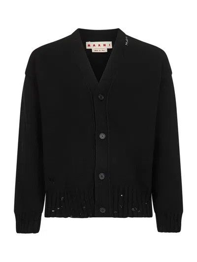MARNI BLACK COTTON MARNI SYMBOL CARDIGAN