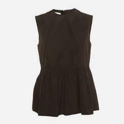 Pre-owned Marni Black Cotton Sleeveless Peplum Top S