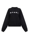 Marni Relaxed Fit Black Sweatshirt With Textured Logo In Black