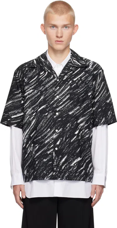 Marni Black Crayon Print Shirt In Crn99 Black