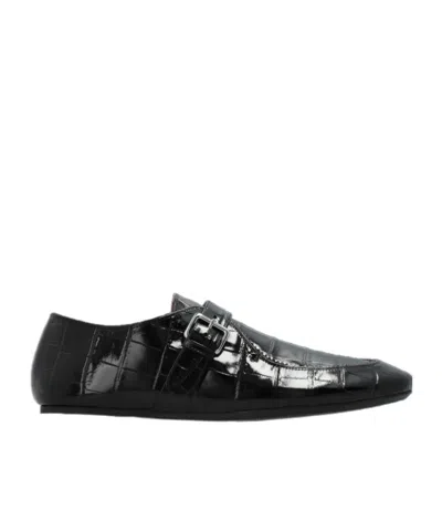 Marni Black Croc-effect Leather Andy Loafer In Animal Print