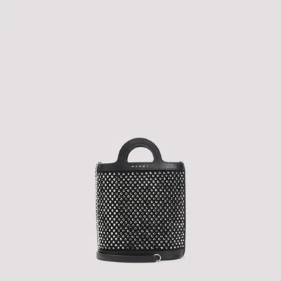 Marni Crystal Decorated Shoulder Bag In Black