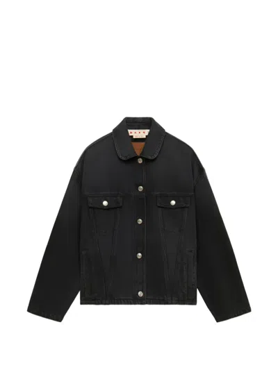 Marni Black Denim Jacket With Martingale