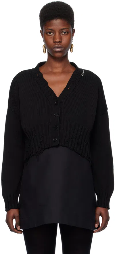 Marni Black Disheveled Cardigan In 00n99 Black