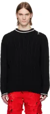 Marni Black Dishevelled Cable Cotton Gauge 5 Sweater In 00n99 Black
