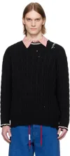 Marni Black Dishevelled Cable Sweater In 00n99 Black