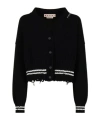 Marni Ribbed Hem Cropped Crewneck With Striped Detail
