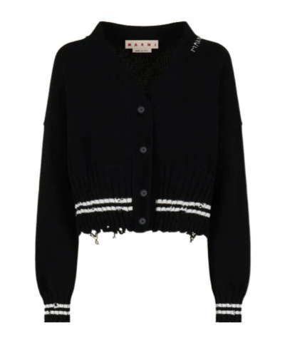 MARNI MARNI LOGO EMBROIDERED CARDIGAN