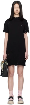 Marni Black Dishevelled Midi Dress In 00n99 Black
