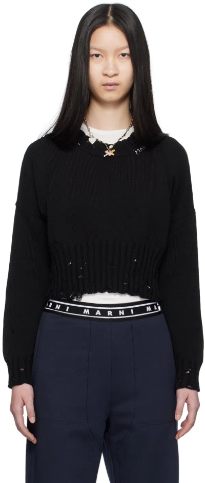 Marni Black Dishevelled Sweater In 00n99 Black