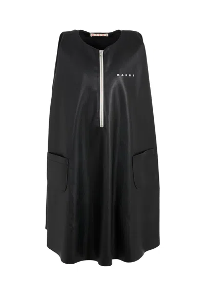 Marni Kids' Black Dress For Girl With Logo