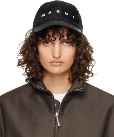 Marni Black Embroidered Logo Baseball Cap In 00n99 Black