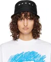 Marni Black Embroidered Logo Bucket Hat In 00n99 Black