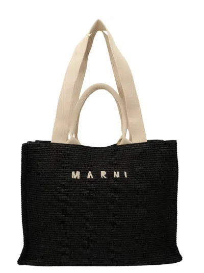 Marni Black Embroidered-logo Tote Bag