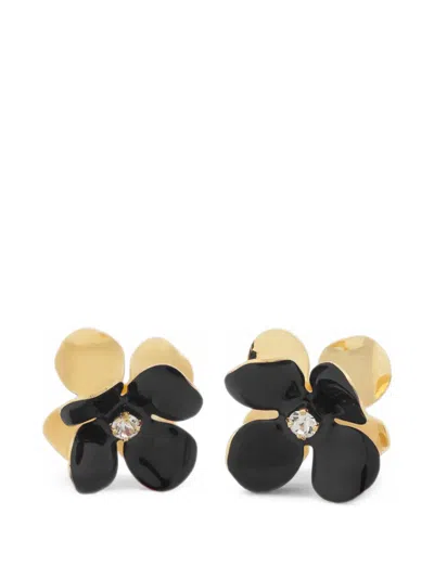 Marni Black Enamel Daisy Stud Earrings In Multi