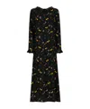 Marni Black Envers Satin Maxi Dress With Tulips And Hares Print In Black