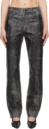 Marni Black Faded Leather Pants In 00n99 Black