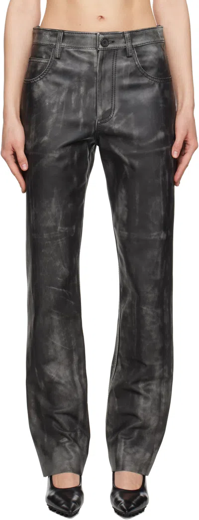 Marni Black Faded Leather Pants In 00n99 Black