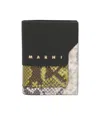 Marni Black, Green And Grey Leather Bifold Wallet In Multi