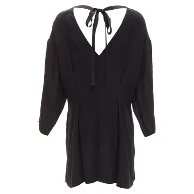 Marni Black Grey Contrast Cutout Armhole Bateau Tie Back Mini Dress It38 Xs