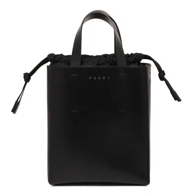 Marni Black Leather Mini Museo Handbag In Pink