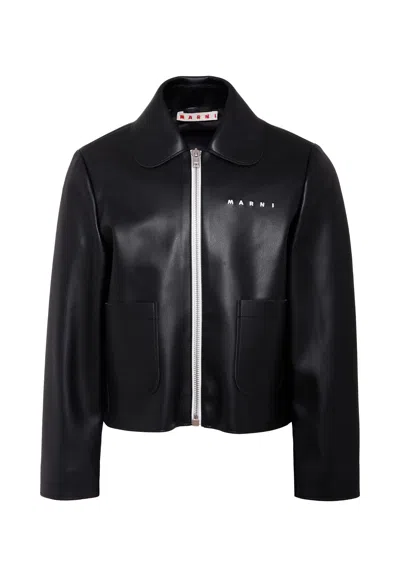 Marni Kids' Black Jacket For Girl With Logo