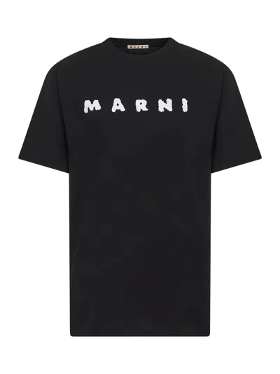 MARNI BLACK JERSEY MARNI SCRIBBLED LOGO T-SHIRT