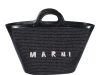 Marni Women Black Leather And Raffia Small Tropicalia Summer Handbag