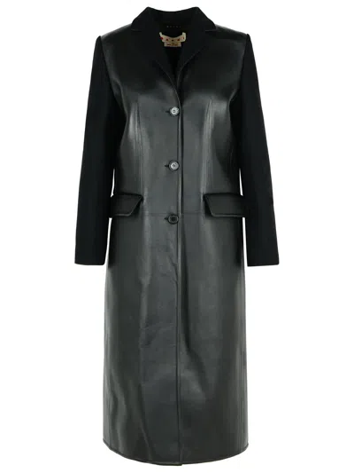 Marni Long-sleeved Patchwork Coat In Black