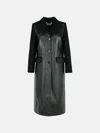 Marni Black Leather And Virgin Wool Coat In Black