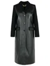 Marni Black Leather And Virgin Wool Coat Women In Black