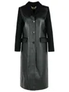 Marni Black Leather And Virgin Wool Coat Women In Black
