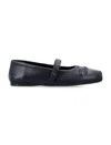 Marni Black Ballerinas With Embossed Bow Detail On The Front In Leather Woman In Black